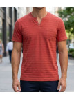 Tee-shirt CHALLENGER A2108A Col Ouvert Coton Slub Rouge
