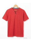 Tee-shirt CHALLENGER A2108A Col Ouvert Coton Slub Rouge
