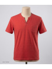 Tee-shirt CHALLENGER A2108A Col Ouvert Coton Slub Rouge