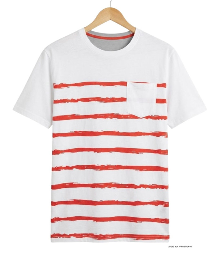 CHALLENGER A2109B : Tee-shirt Rayé en Coton Doux