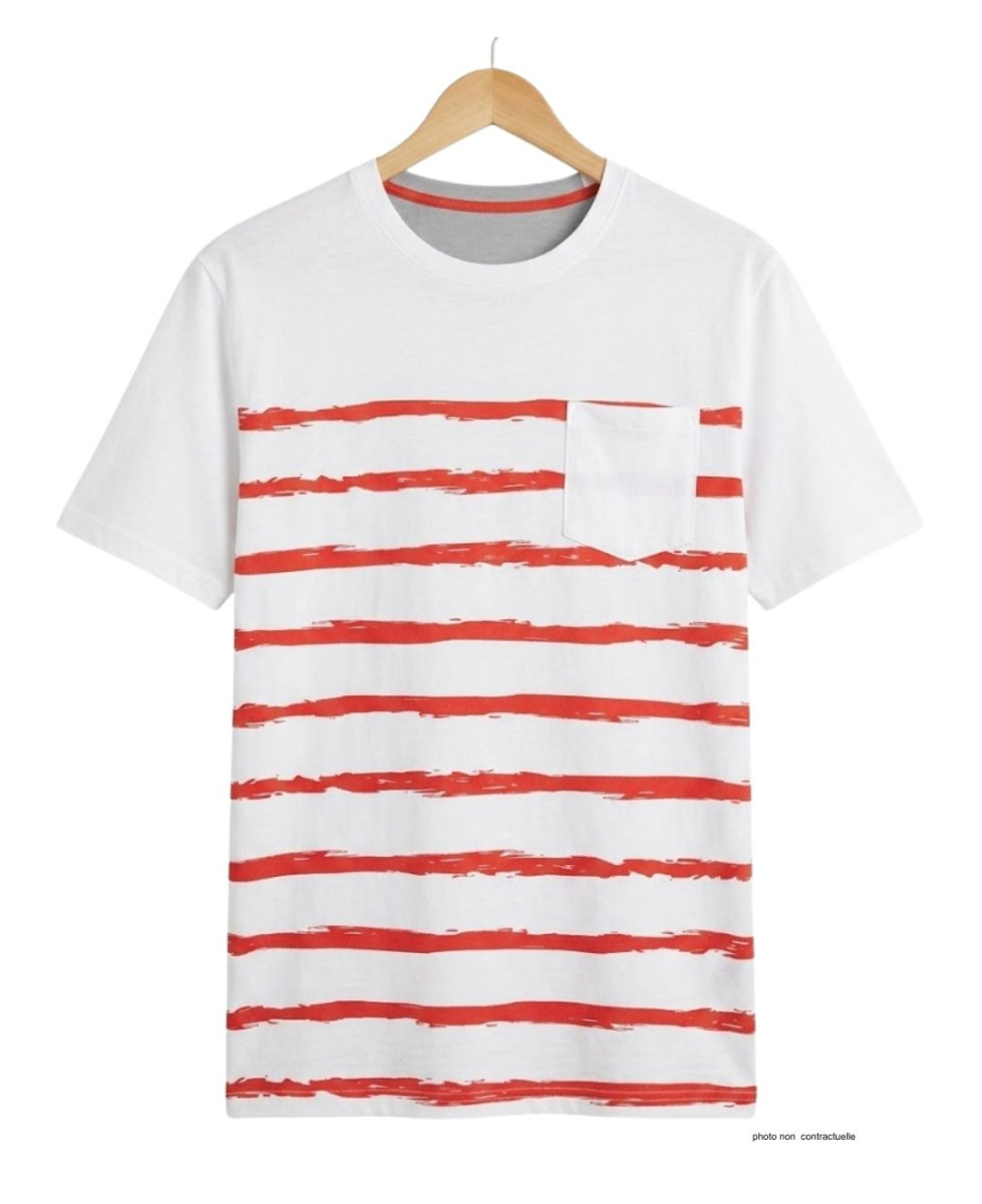 CHALLENGER A2109B : Tee-shirt Rayé en Coton Doux