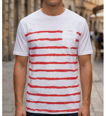 CHALLENGER A2109B : Tee-shirt Rayé en Coton Doux