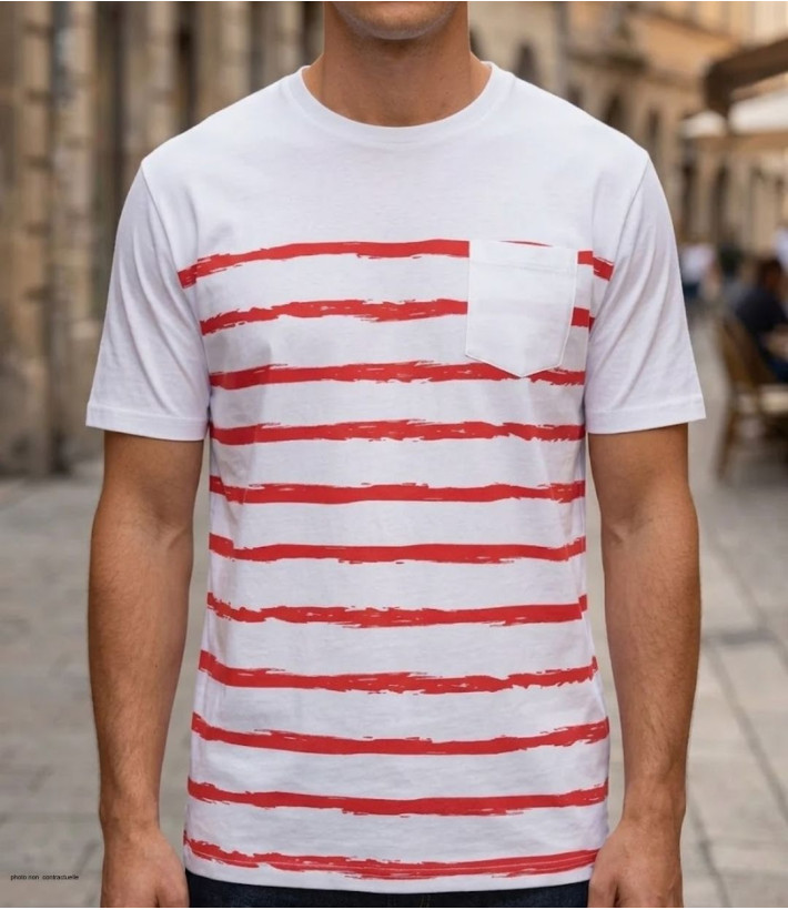 CHALLENGER A2109B : Tee-shirt Rayé en Coton Doux