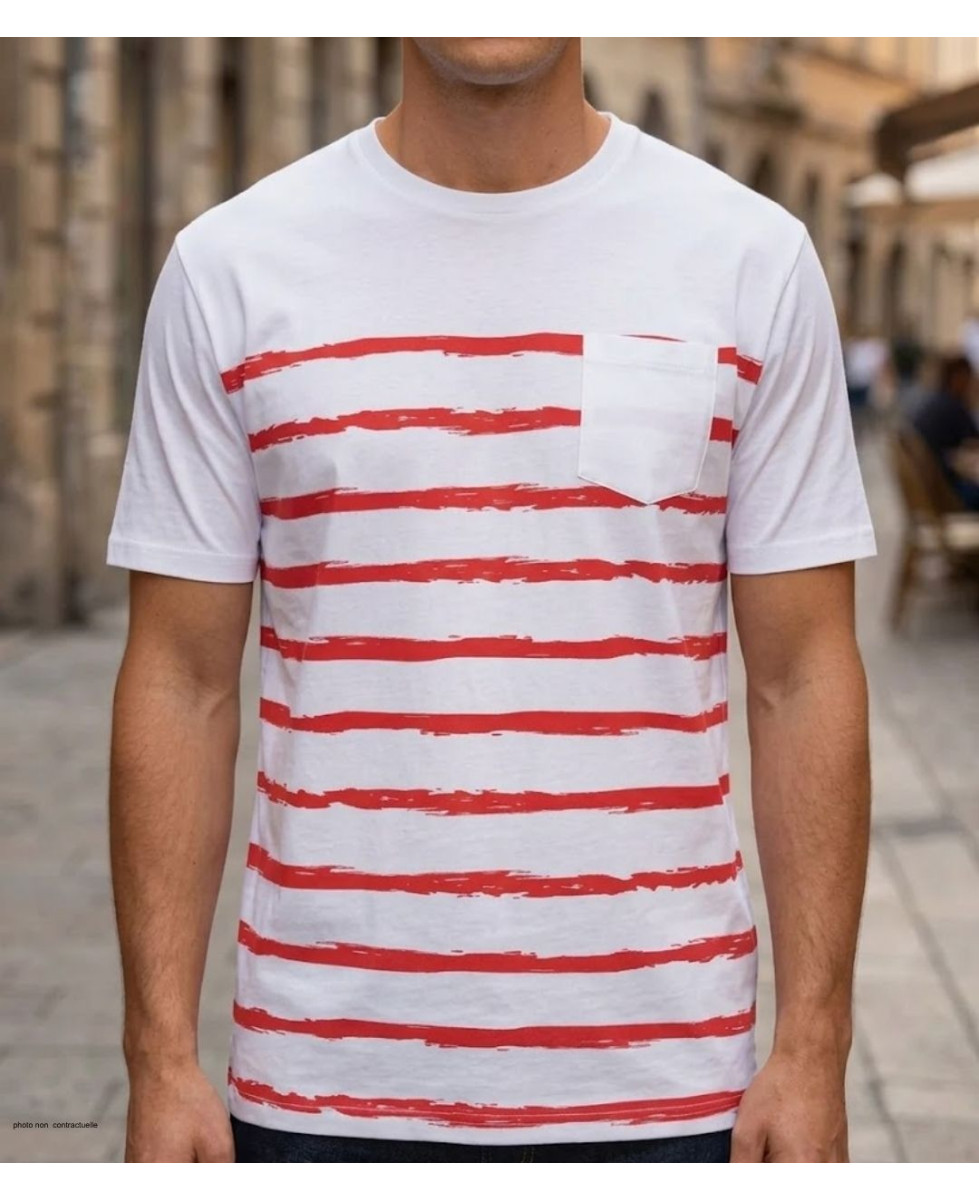 CHALLENGER A2109B : Tee-shirt Rayé en Coton Doux