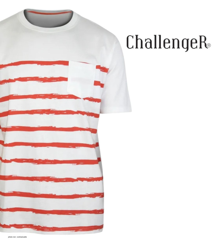 CHALLENGER A2109B : Tee-shirt Rayé en Coton Doux