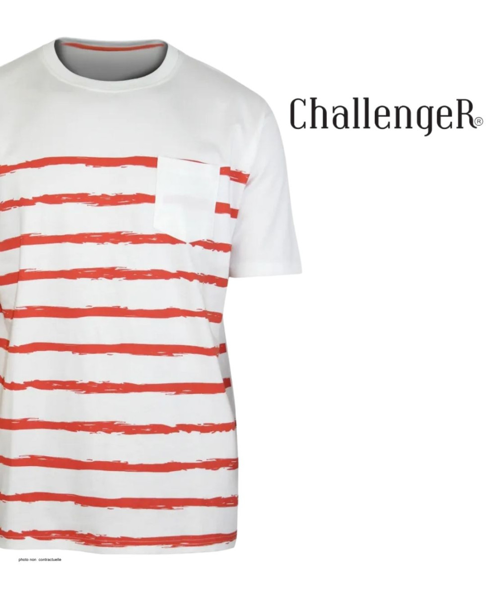 CHALLENGER A2109B : Tee-shirt Rayé en Coton Doux
