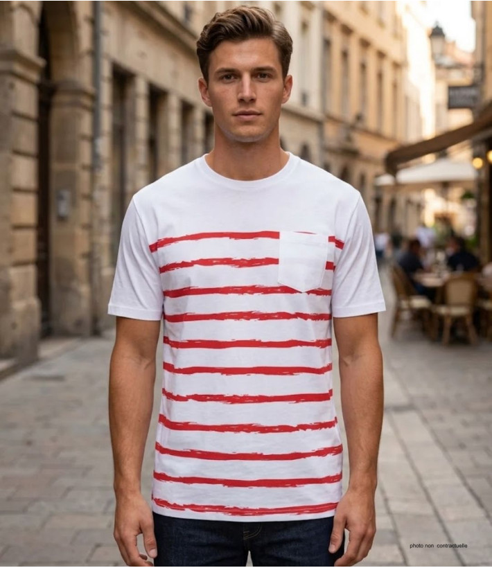 CHALLENGER A2109B : Tee-shirt Rayé en Coton Doux