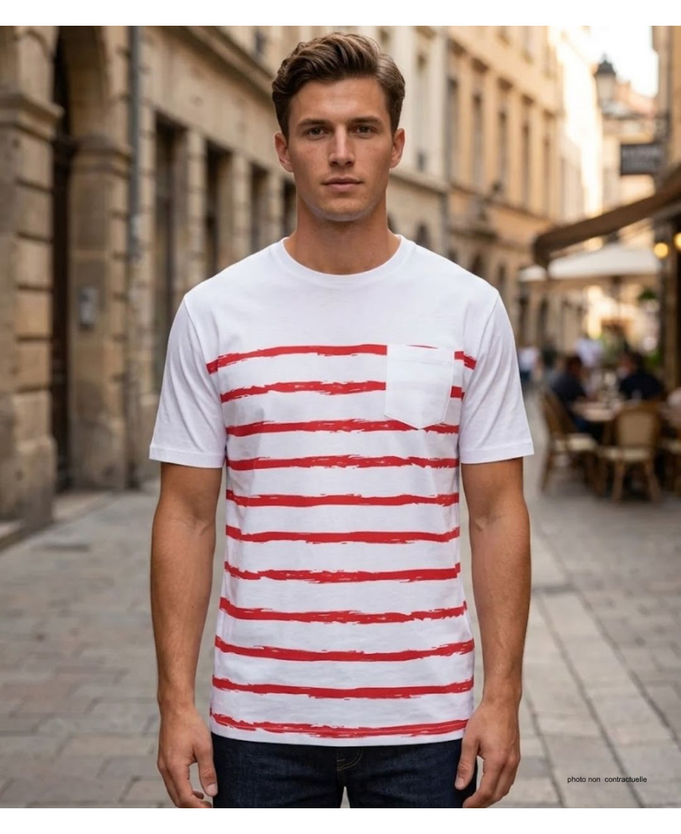 CHALLENGER A2109B : Tee-shirt Rayé en Coton Doux