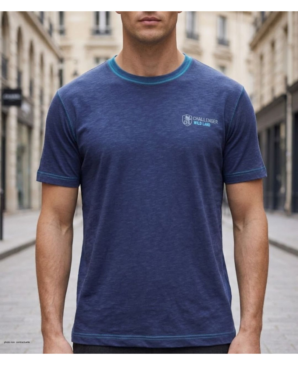 CHALLENGER SANCHO2 : Tee-shirt Homme Coton Flammé Bleu