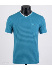 WINCHESTER SERPICO1 — Tee-shirt col V bleu en pur coton