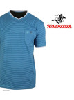 WINCHESTER SERPICO1 — Tee-shirt col V bleu en pur coton
