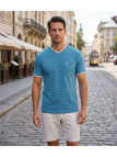 WINCHESTER SERPICO1 — Tee-shirt col V bleu en pur coton