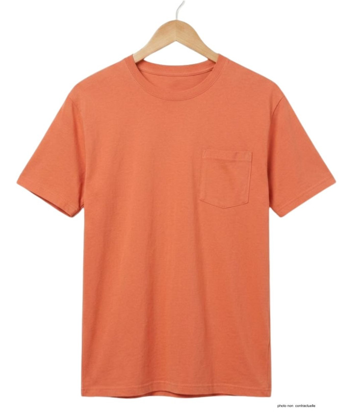 CHALLENGER SHERIF3 — Tee-shirt orange 1 poche en pur coton