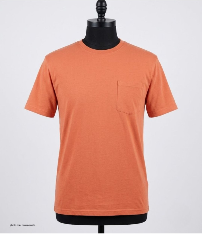 CHALLENGER SHERIF3 — Tee-shirt orange 1 poche en pur coton