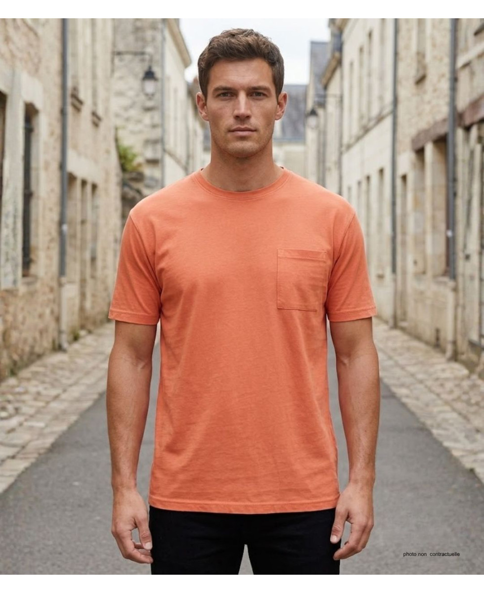CHALLENGER SHERIF3 — Tee-shirt orange 1 poche en pur coton