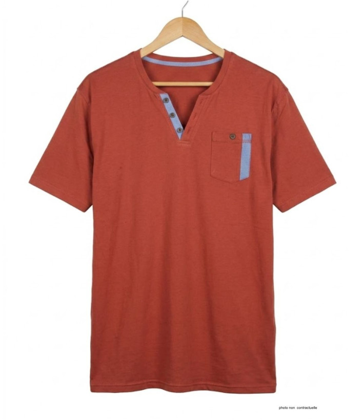 CHALLENGER SIERRA1 — Tee-shirt col boutons orange rouille