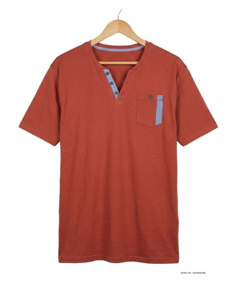 CHALLENGER SIERRA1 — Tee-shirt col boutons orange rouille