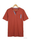CHALLENGER SIERRA1 — Tee-shirt col boutons orange rouille