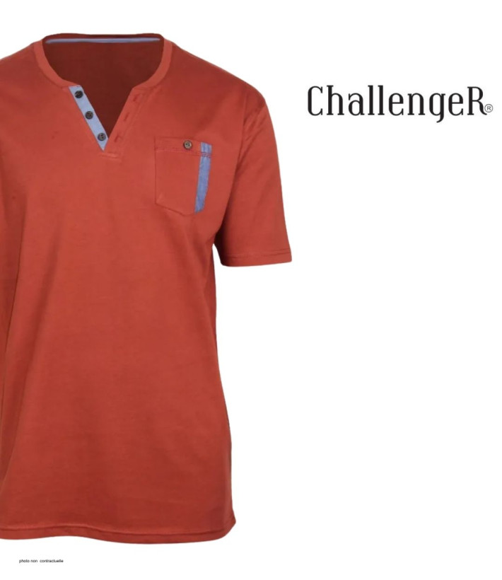 CHALLENGER SIERRA1 — Tee-shirt col boutons orange rouille