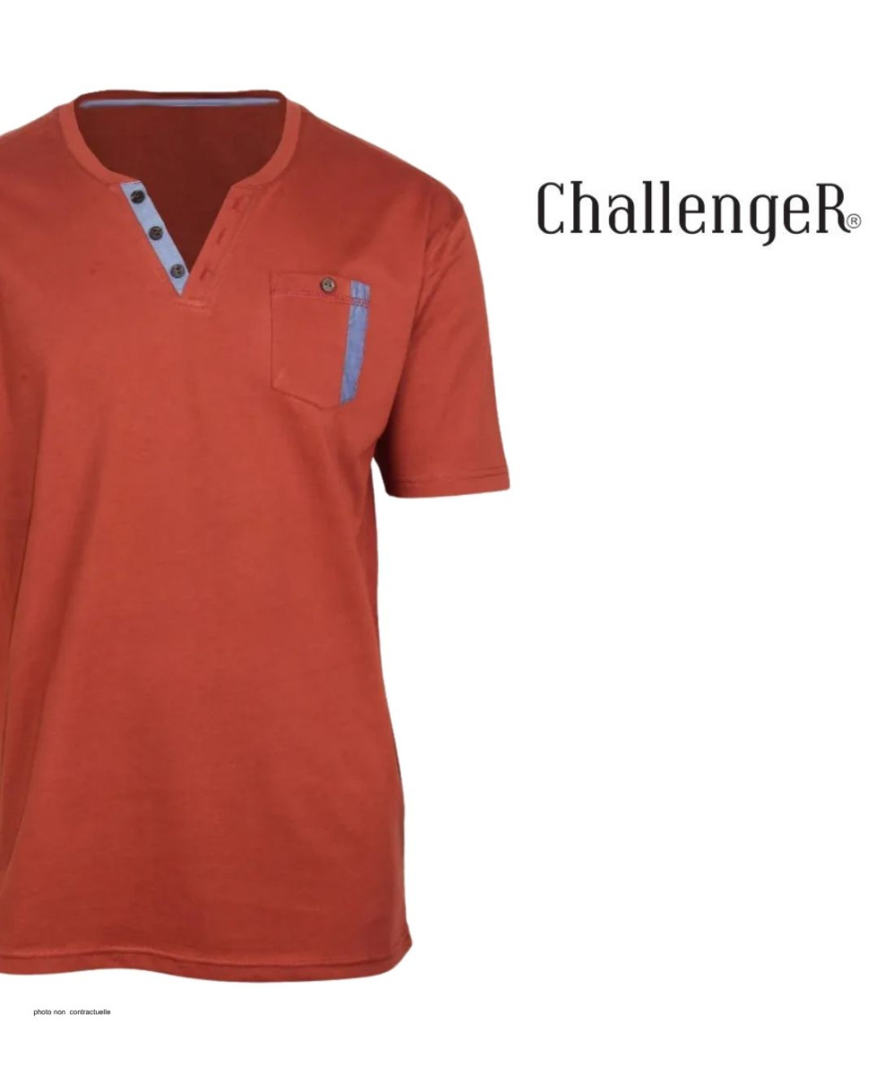 CHALLENGER SIERRA1 — Tee-shirt col boutons orange rouille