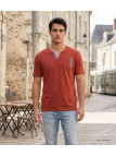 CHALLENGER SIERRA1 — Tee-shirt col boutons orange rouille