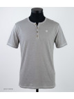 CHALLENGER SPINOSA4 — Tee-shirt col boutons gris coton flammé