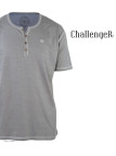 CHALLENGER SPINOSA4 — Tee-shirt col boutons gris coton flammé