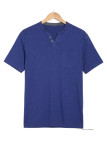 CHALLENGER TEE3020A — Tee-shirt boutons bleu marine coton