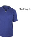 CHALLENGER TEE3020A — Tee-shirt boutons bleu marine coton