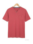 CHALLENGER TEE3020C — Tee-shirt boutons rouge coton flammé