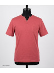 CHALLENGER TEE3020C — Tee-shirt boutons rouge coton flammé