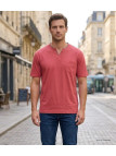 CHALLENGER TEE3020C — Tee-shirt boutons rouge coton flammé
