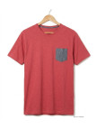 CHALLENGER TEE3022A — Tee-shirt rouge poche chambray gris