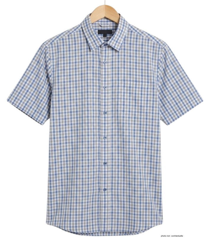 Chemise CHALLENGER CH4041 manches courtes bleu et beige