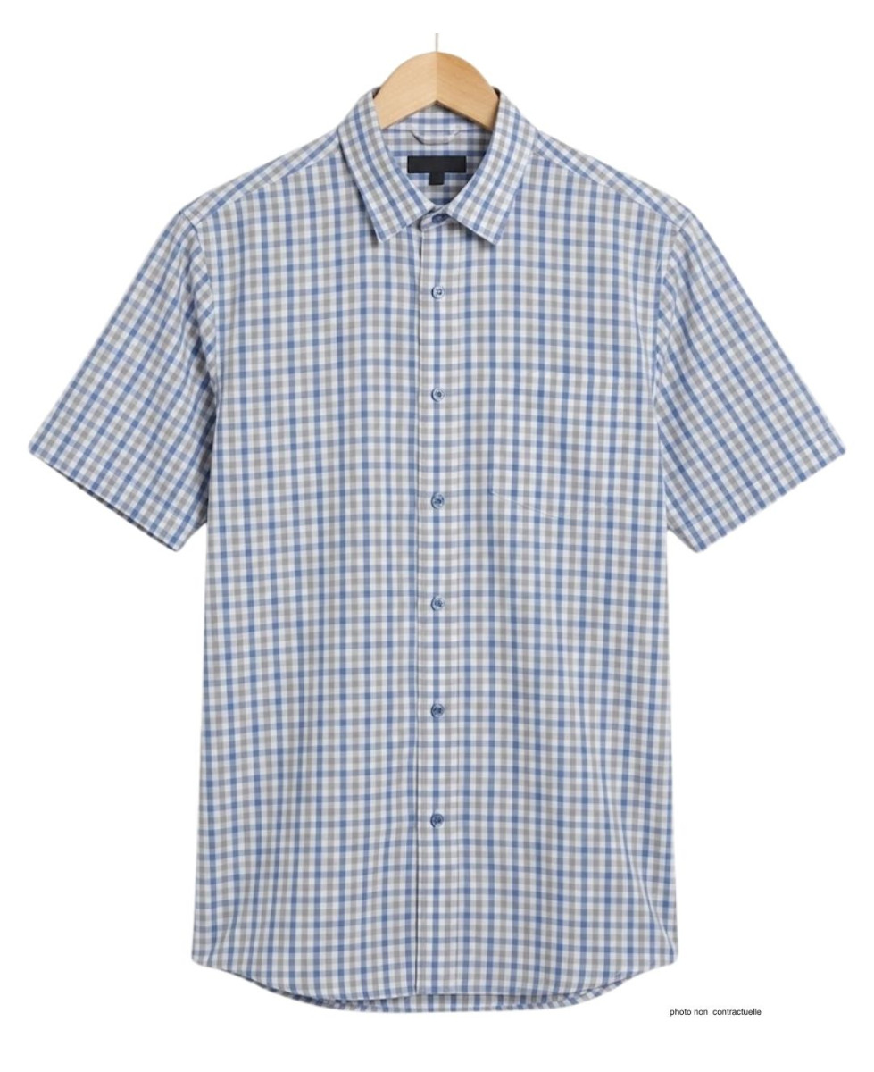 Chemise CHALLENGER CH4041 manches courtes bleu et beige
