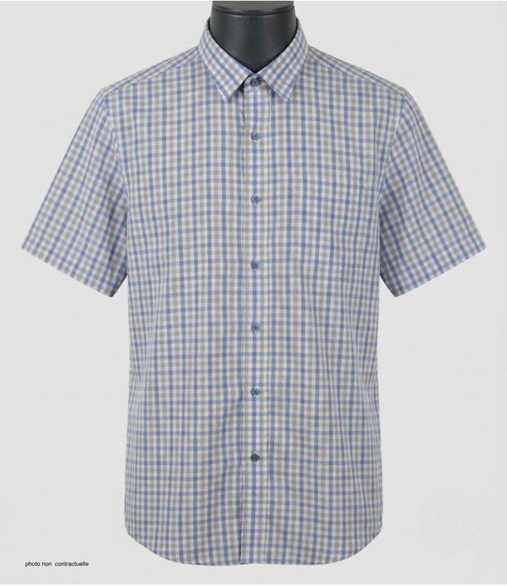 Chemise CHALLENGER CH4041 manches courtes bleu et beige