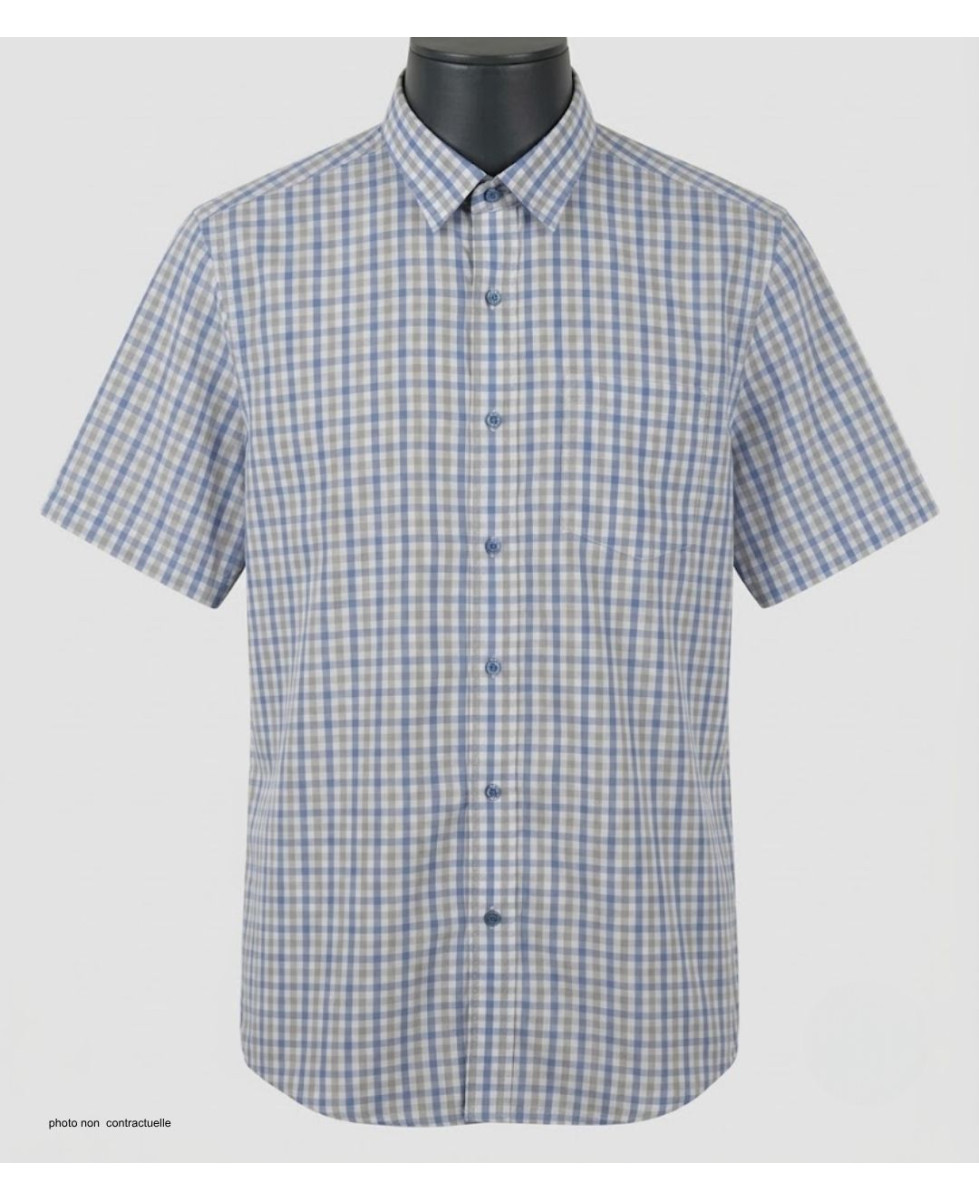 Chemise CHALLENGER CH4041 manches courtes bleu et beige