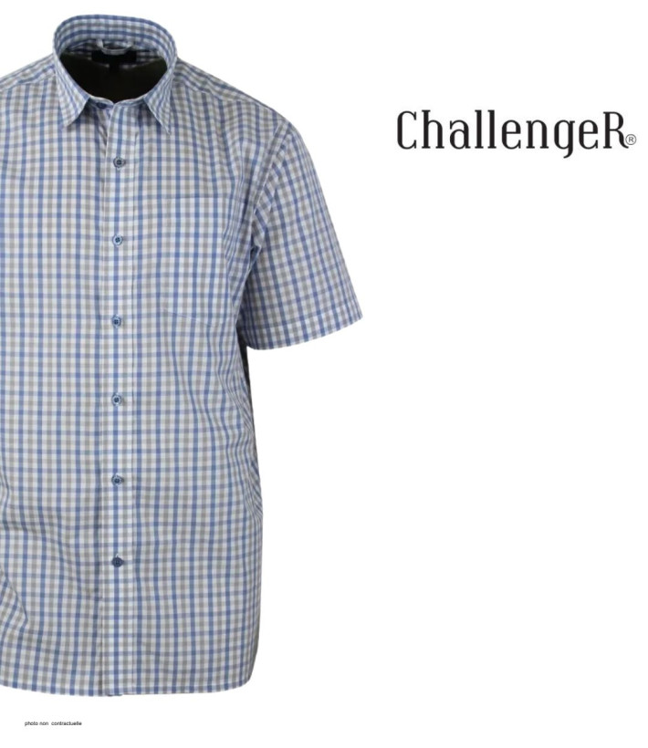 Chemise CHALLENGER CH4041 manches courtes bleu et beige