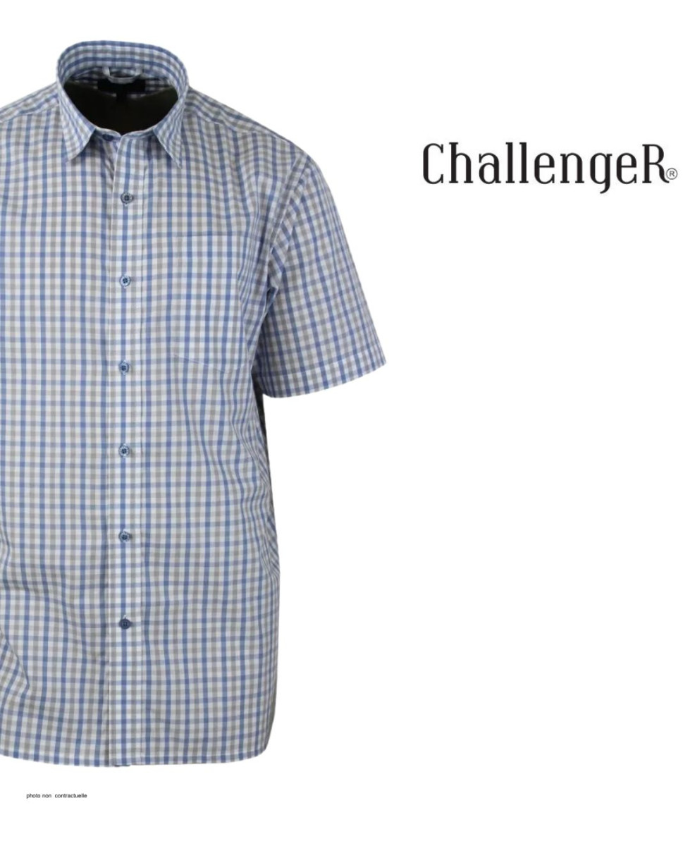 Chemise CHALLENGER CH4041 manches courtes bleu et beige