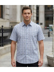 Chemise CHALLENGER CH4041 manches courtes bleu et beige