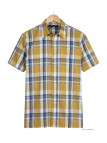 Chemise Fils Teints manches courtes jaune et gris facile à repasser