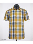 Chemise Fils Teints manches courtes jaune et gris facile à repasser