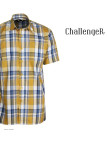 Chemise Fils Teints manches courtes jaune et gris facile à repasser