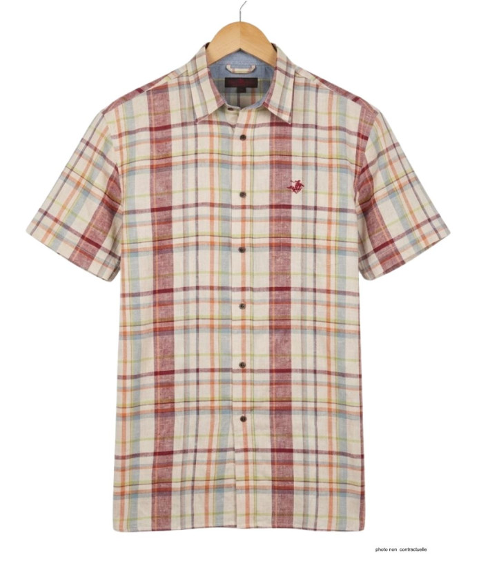 Chemise TACOMA1 manches courtes coton & lin beige orange