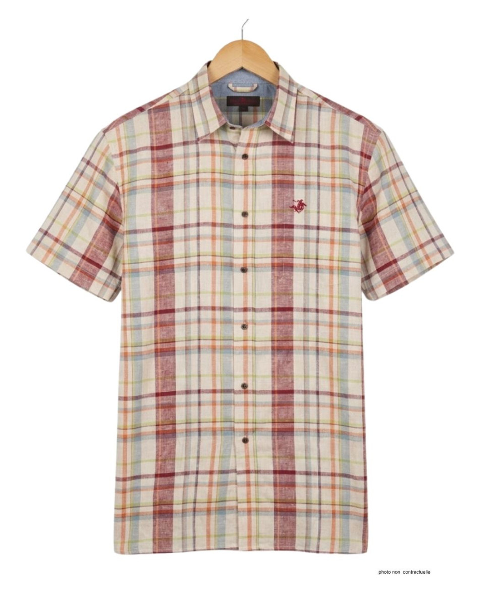 Chemise TACOMA1 manches courtes coton & lin beige orange