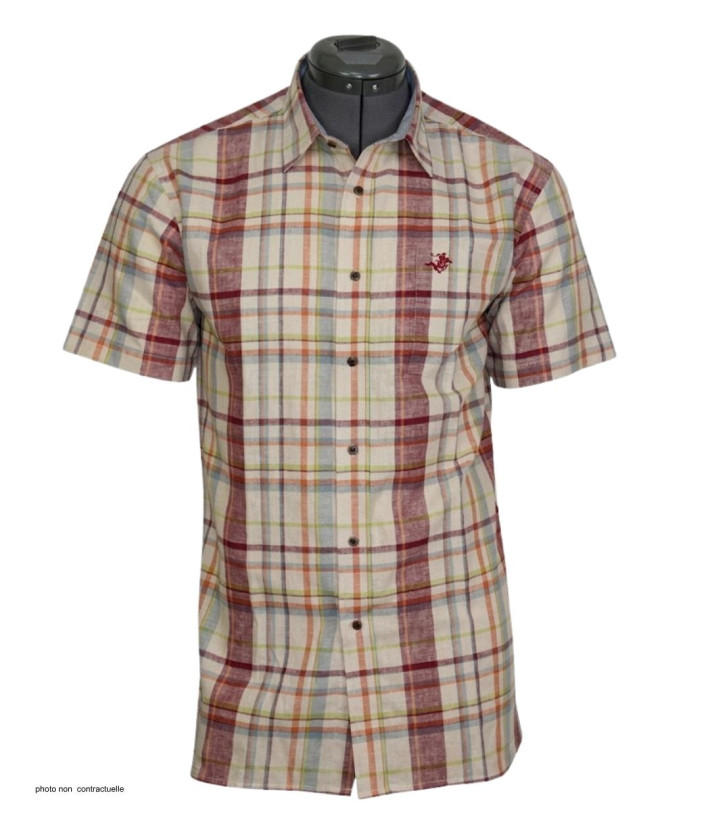 Chemise TACOMA1 manches courtes coton & lin beige orange