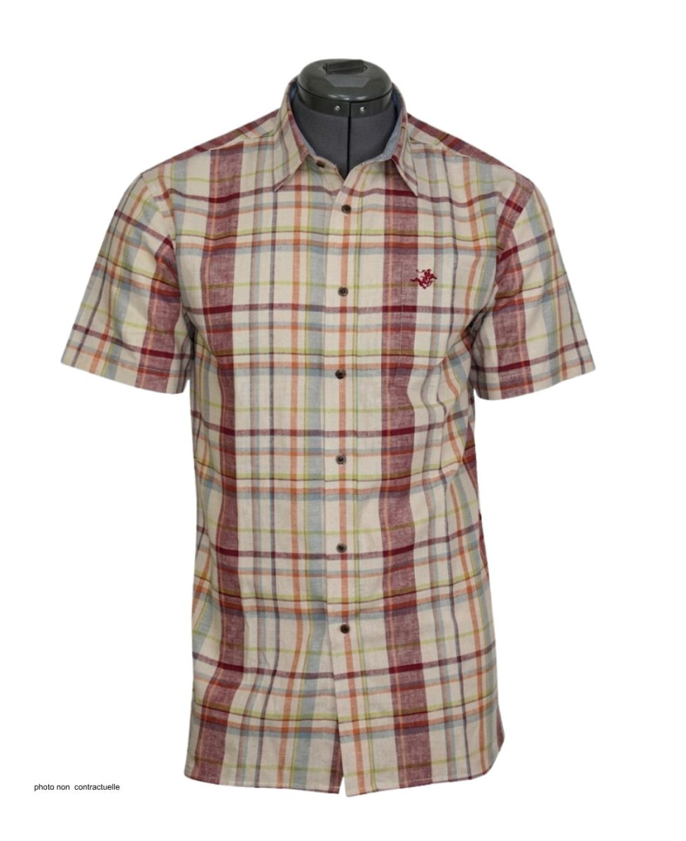 Chemise TACOMA1 manches courtes coton & lin beige orange