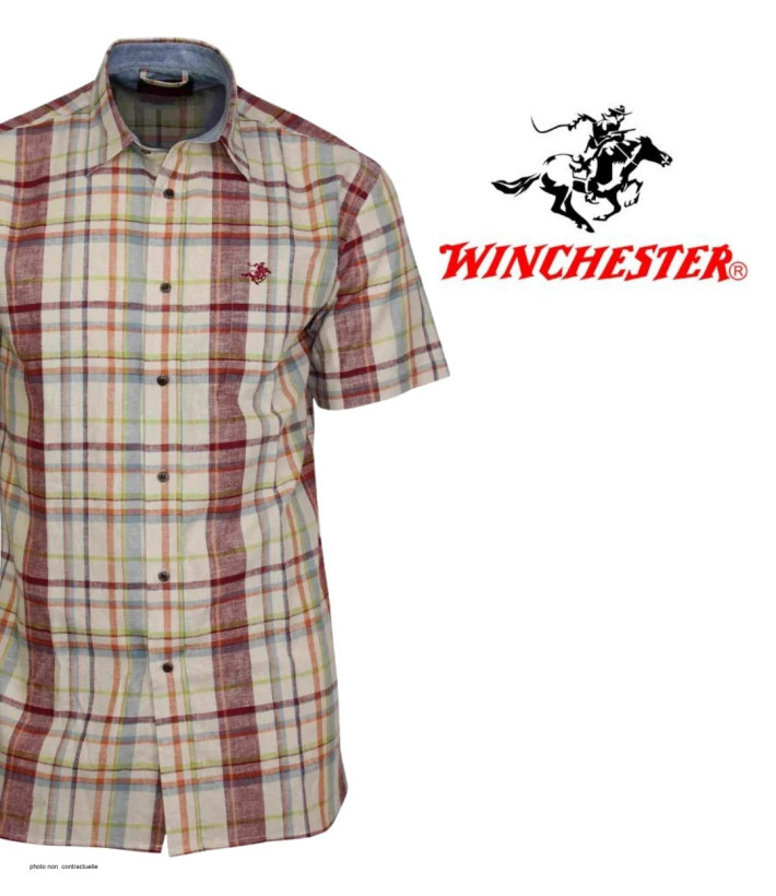 Chemise TACOMA1 manches courtes coton & lin beige orange