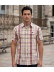 Chemise TACOMA1 manches courtes coton & lin beige orange