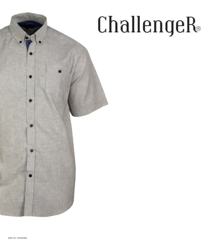Chemise Mode Directe Fines Rayures manches courtes lin beige